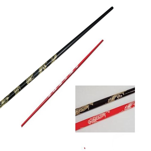 2 Competition Demo Bo Staff's Martial Arts Training Black & Red with Dragon 66" 