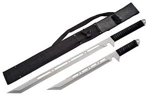 Ninja Full Tang 2-Sword Set-Silver Blade