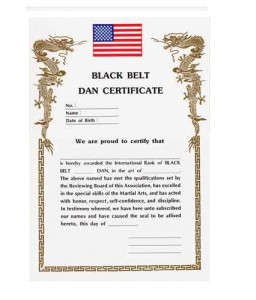 Black Belt Dan Certificate - Academy Of Karate - Martial Arts Supply Inc.