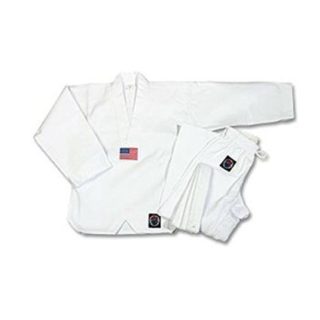 Proforce Lightweight Karate Uniform Gi White Black w/ White Belt Tae Kwon Do NEW 